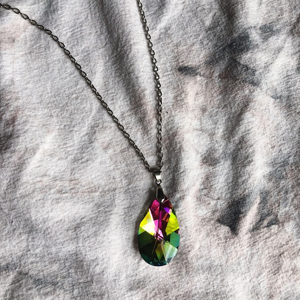 Rainbow, Unicorn, Princess, Jewel Pendant Necklace